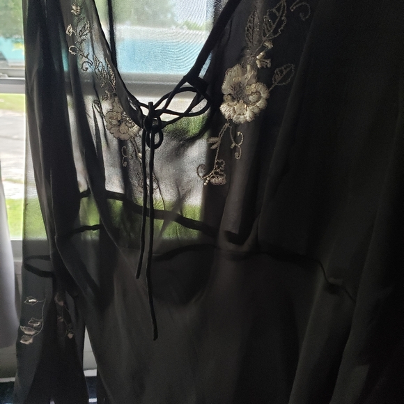 New York and Company Black Sheer Cocktail Blouse - Picture 2 of 4